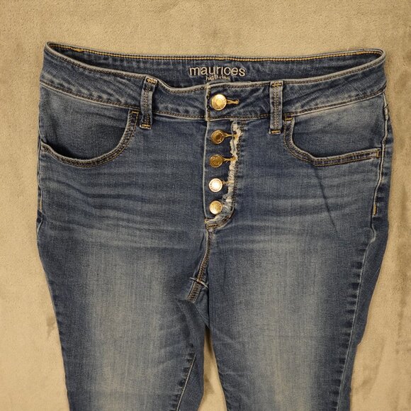 Maurices Jeans High Rise Skinny Women's Medium Short blue stretch - Picture 2 of 12